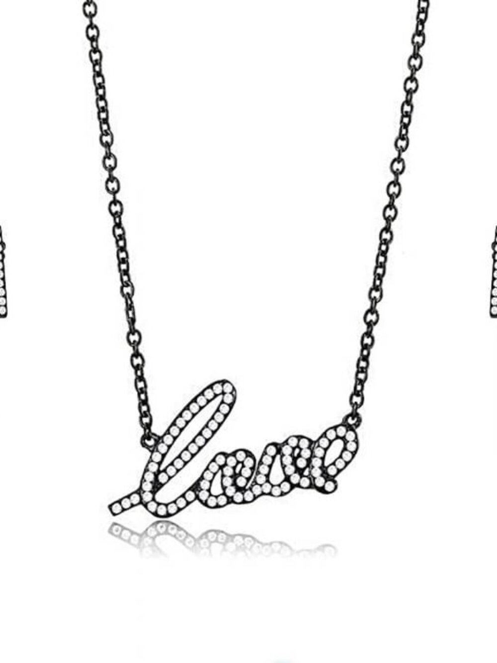 Stainless Steel IP Black Chain Pendant Necklace & Earring Set